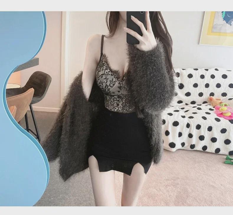 Slimming High-Waist Dongdaemun Skirt: Sexy Slit, Body-Conscious Fit for Women