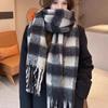 Korean atmosphere Mohair plaid plush scarf women's 1116 autumn and winter warm atmosphere couple scarf