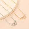 Interlocking Double Hollow Heart Thin Chain Anklet Minimal Romantic Adjustable Foot Jewelry for Women Beach Daily Accessory