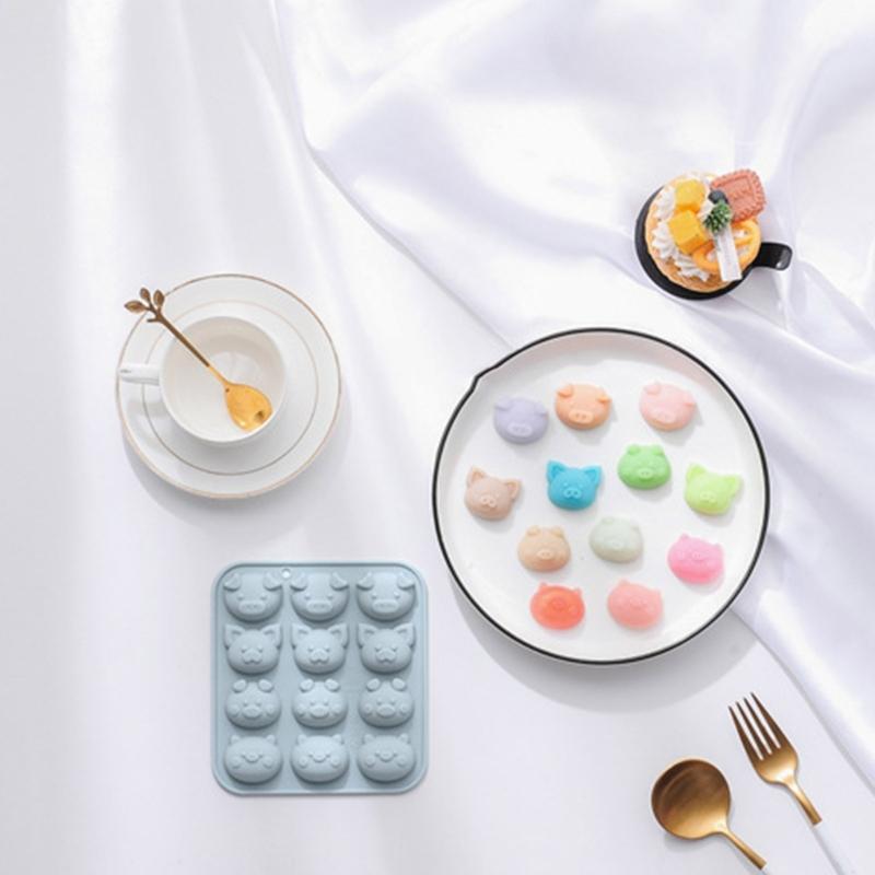 Schweinchenförmige Zucker-Silikonform, Kuchenform, Gemüse-Fudge-Form, Schokoladeneisblock, französische Dessert-Kuchendekorationen