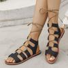 Large size hollow flat sandals women's summer 2025 new open-toed flat-heeled Roman sandals comfortable and lightweight