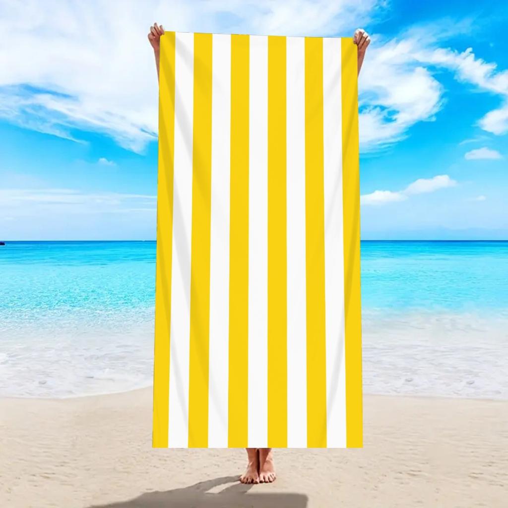 Striped Beach Towel Microfiber Quick-Drying Absorbent Beach Towel Striped Beach Towel