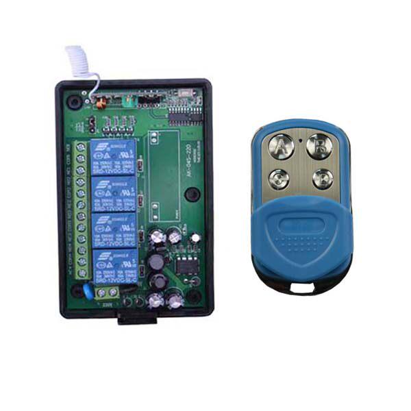 220V Four-Way Wireless Remote Control Switch with Metal Waterproof Four-Key Receiver
