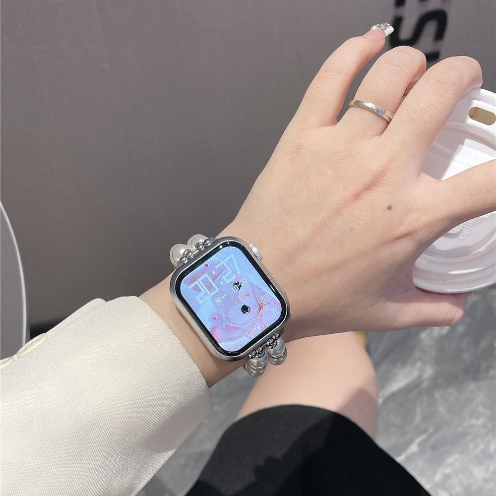 Luxury Pearl Band for Apple Watch Series Ultra 9 8 7 6 5 4 3 Se Watch Bracelet Pendant for IWatch Ultra/2 41 45mm 38mm 42mm 40mm 44mm 49mm Accessories