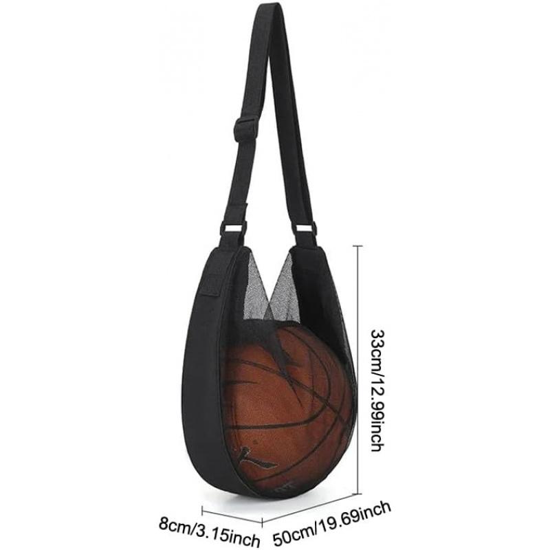 Scheurvast Net Enkele Bal Tas Past op Maat 7 Basketbal Voetbal Volleybal Crossbody Drager Met Verstelbare Band & Rits