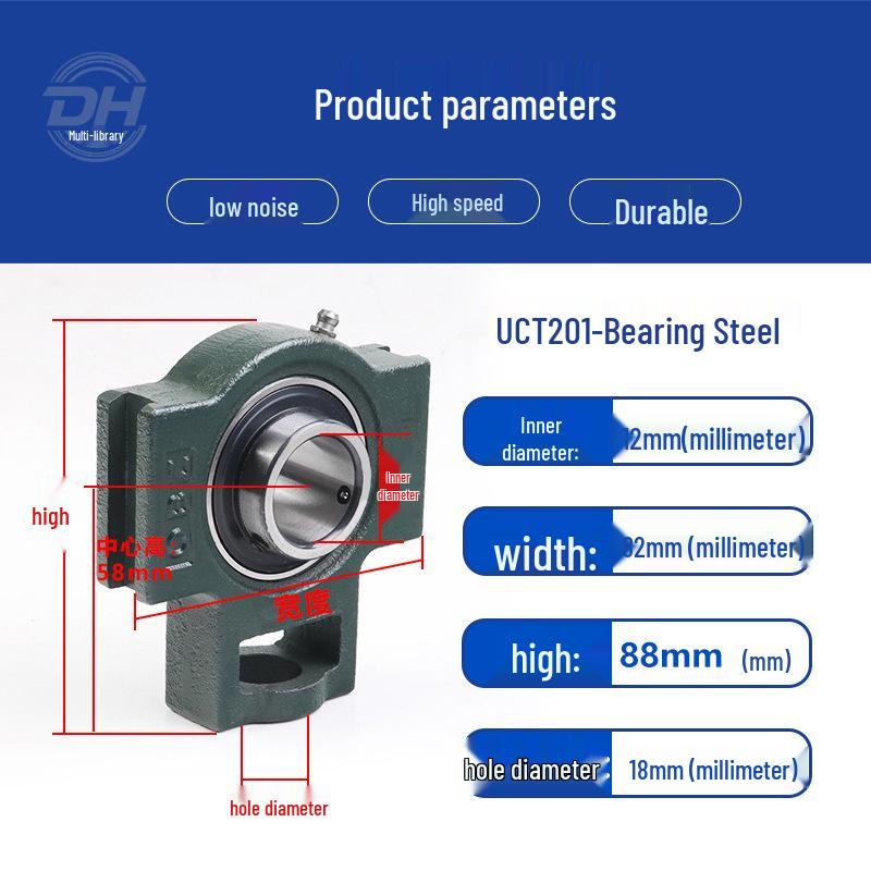 Spherical Roller Bearing with Housing UCT204-211, T-Type Pillow Block