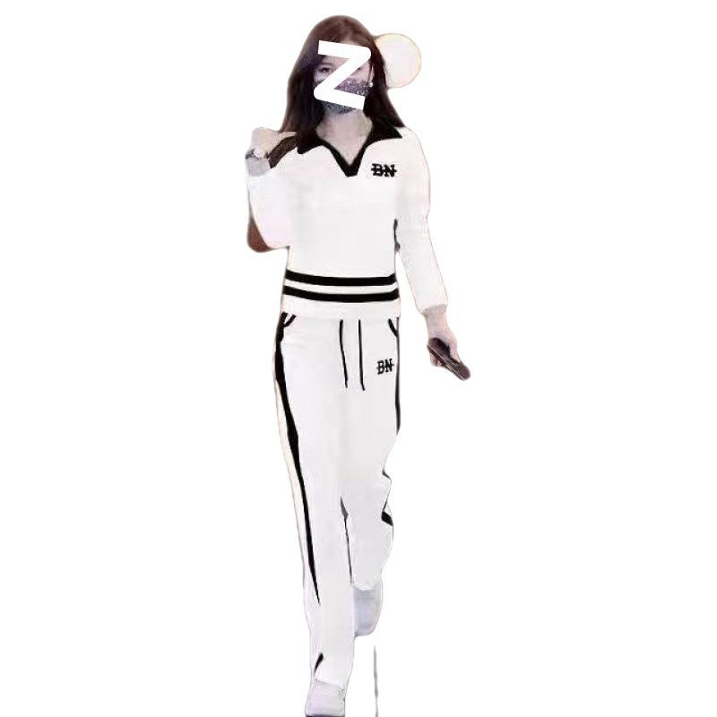 Spring and Autumn Two-piece Women's Casual Fashion Suit Women's Autumn Versatile Straight Pants Two-piece Set