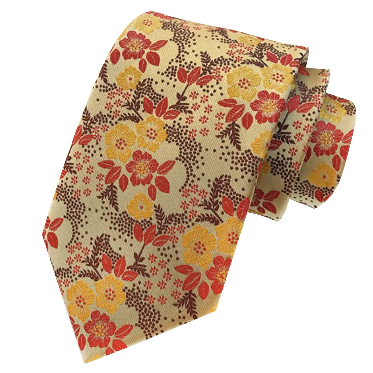 

WHITE FANG Мужской галстук с цветочным принтом, однотонный, подходит для костюмов, деловой и повседневной одежды, стильный, машинная стирка, NC018 (07: Бежевый 281)