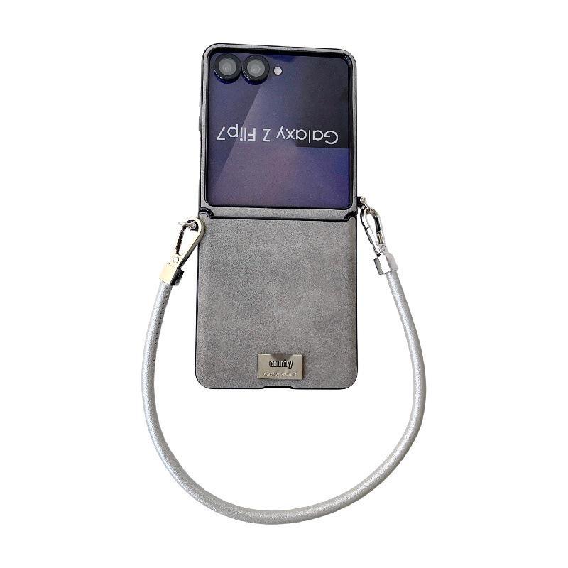 Samsung Z Flip7 Sheepskin Texture Case - Drop-Proof, Anti-Scratch PC with Anti-Lost Lanyard