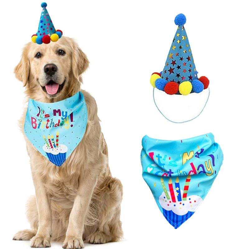 Dog Birthday Party Supplies Birthday Bandana Set with Birthday Hat Scarf Birthday Banner Balloons Party Decorations Supplies