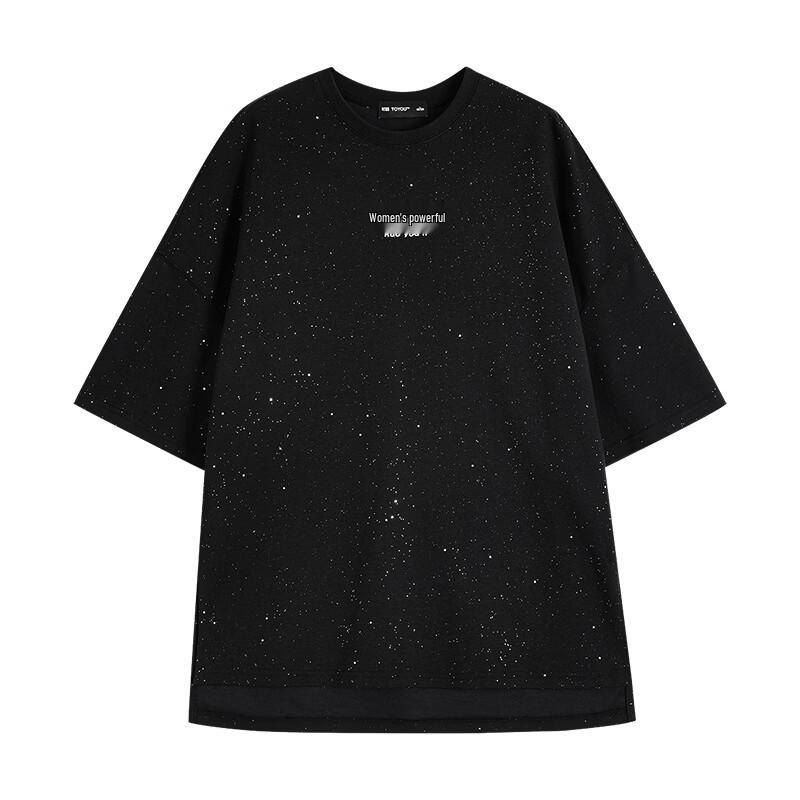 Chuyu Women's Glitter Print Loose Fit T-shirt