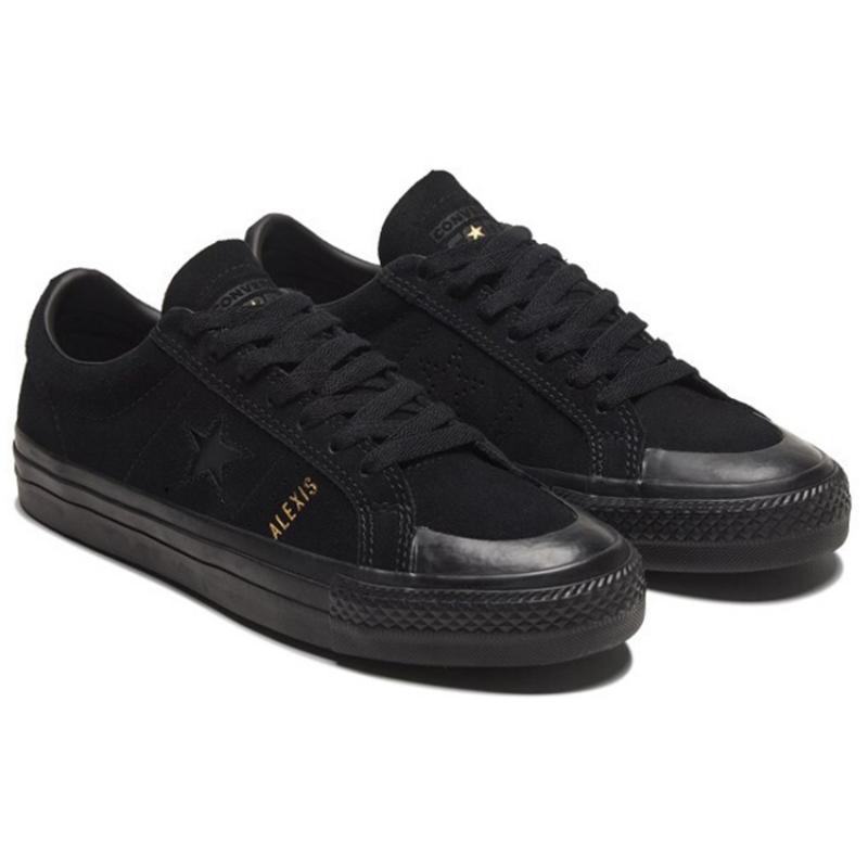 Converse One Star Pro As Retro Casual Anti-Slip Shock Absorption Abrasion Resistant Low-Top Board Shoes Unisex Same Black
