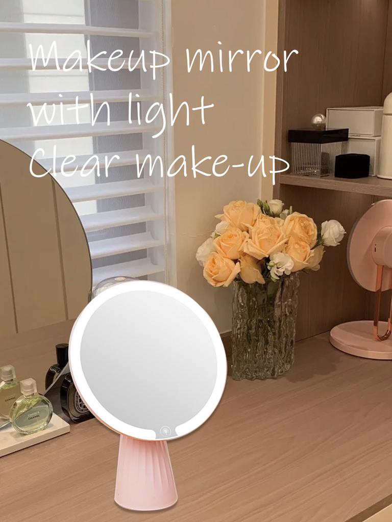 Rechargeable Cosmetic Mirror with LED Lights, 10x Magnifying Mirror, Portable Folding Travel Mirror, Double Sided, Beauty Mirror