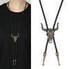 Stylish PU Leather Wax Cord Bolo Tie Necklace For Women Men Lightweight Necktie Practical Alloy Chain Jewelry Accessory