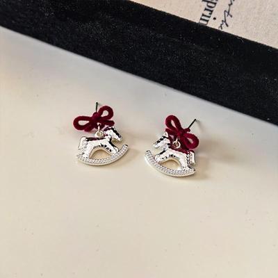 Einfache Elegante Rote Pferdeohrringe Koreanisch Niedlich Süß Neujahrs Rot Ohrringe Ohrstecker Schmuckaccessoires Neujahrsgeschenke