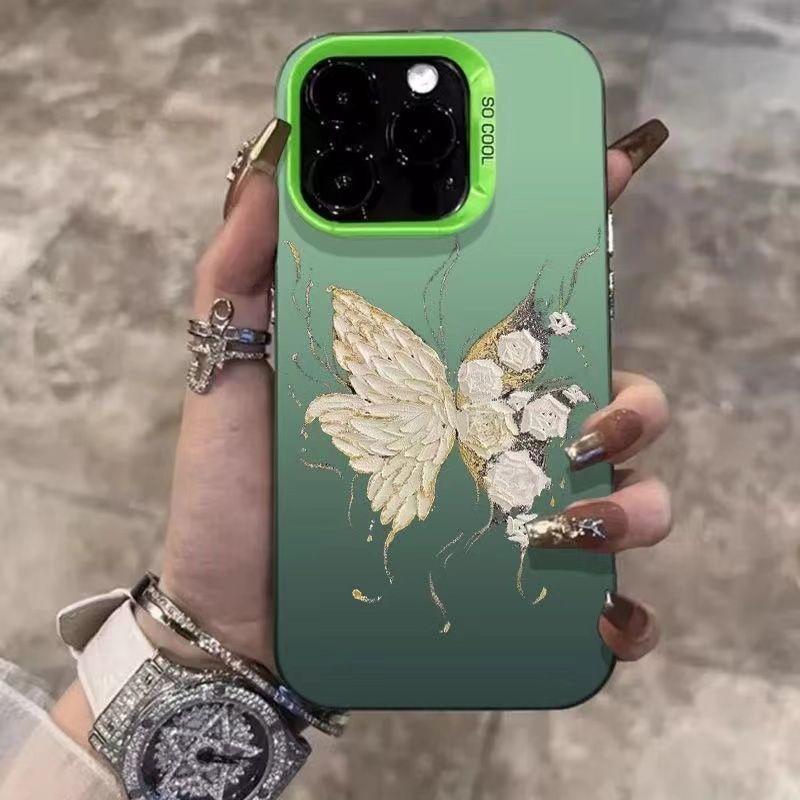 Rose Schmetterling Handyhülle für Apple iPhone16promax - Weiche Silikon Stoßfest Farbige Kreative Hülle für iPhone16/15/14/13/12/11/Pro/Promax/Plus/XS/XR