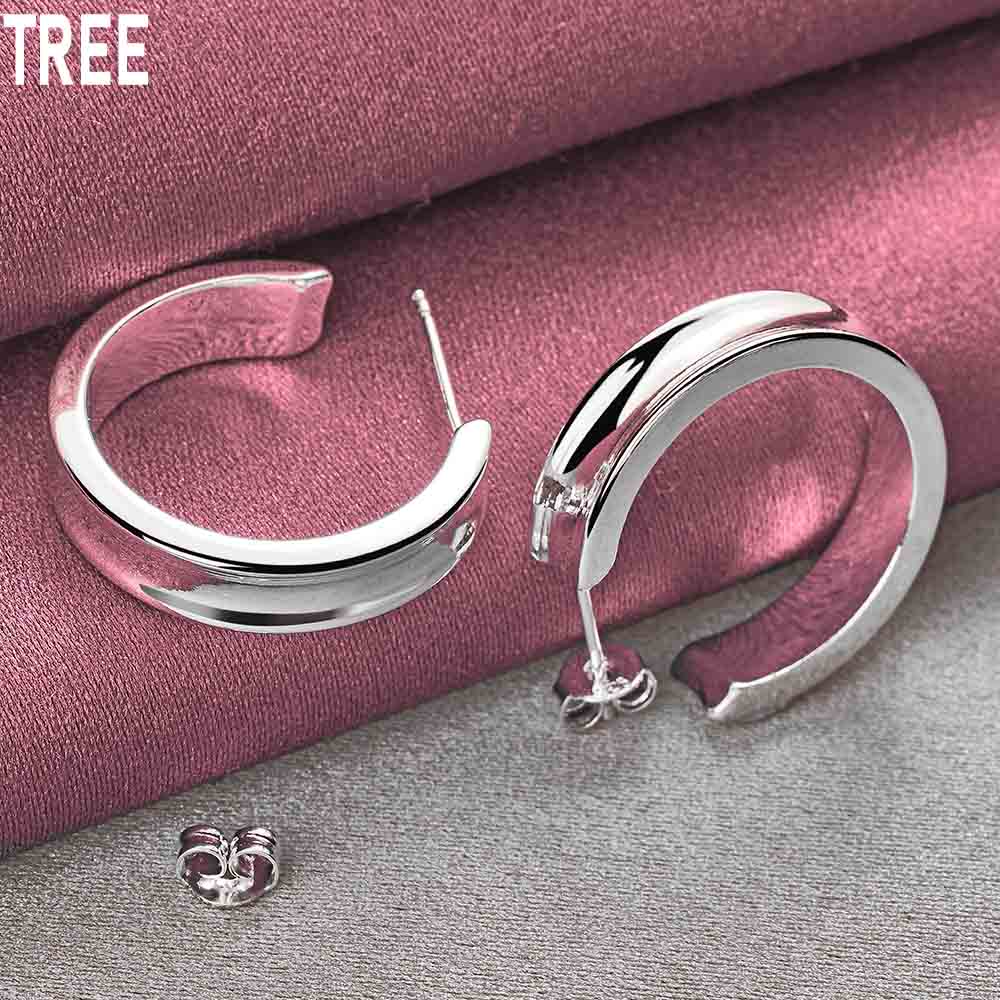 925 Sterling Silver Round Piercing Earrings Fashion Wedding Jewelry