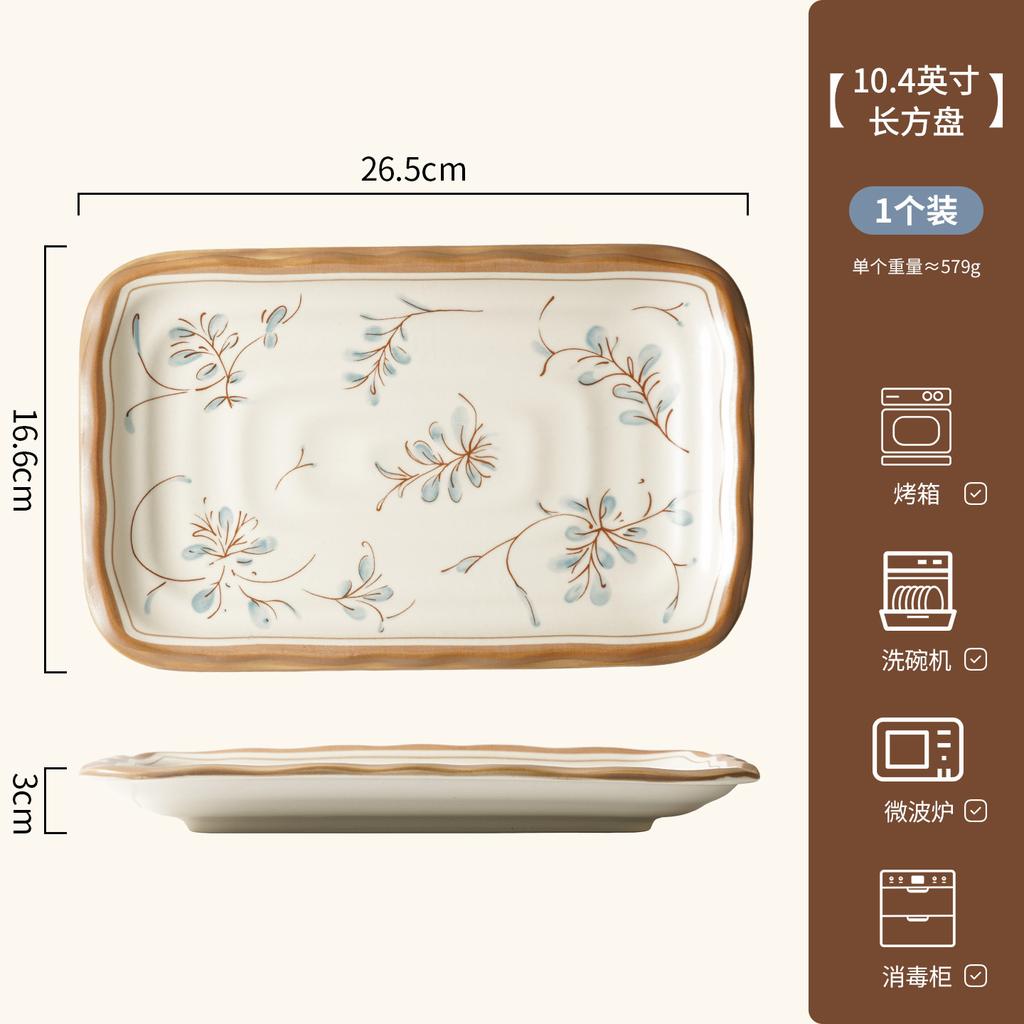 Japanese Retro Orchid High-Value Tableware Housewarming New Home Bowls And Plates Underglaze Ceramic Bowls And Plates