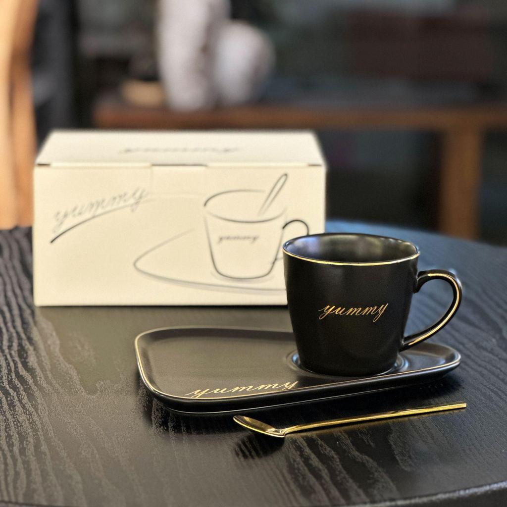 Luxury Triangle Coffee Cup & Saucer Set with Spoon - Ideal Gift with Custom Logo
