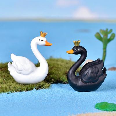 Crown Swan Micro-landscape Bonsai Succulent Ornament Black Swan Plastic Animal Ornament Horticultural Landscape Accessory