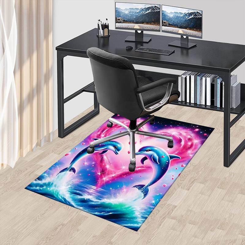 

1pc Anime Dolphin Heart-Shaped Office Chair Mat - Non-Slip Carpet for Home and Office Decor, Suitable for All Seasons.H072 60cm by 90cm