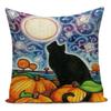 Retro Halloween Pillow Cover Vintage Illustration Witch Pumpkin Black Cat Cushion Case Home Decor Throw Pillowcase for Sofa Bed