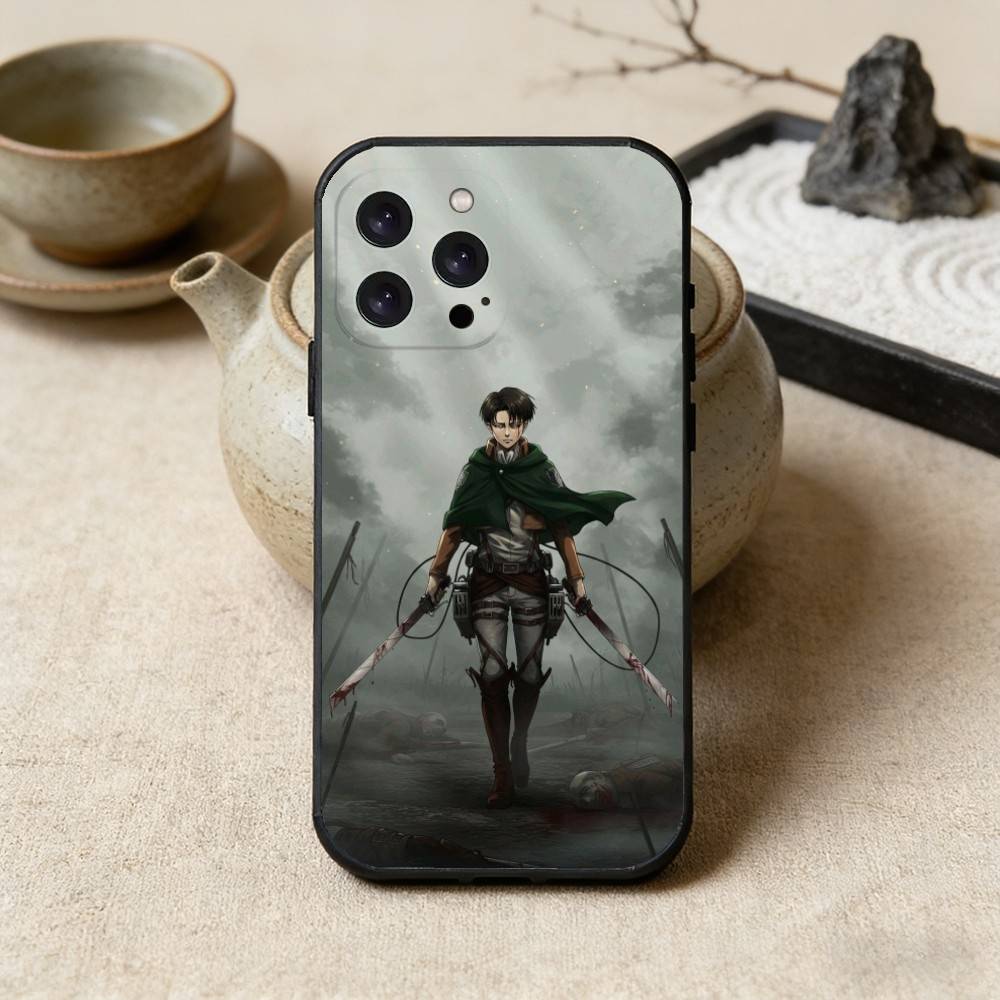 L-Levi A-Attack On Titan Phone Case For iPhone 17 16 15 14 13 12 Max Plus Silicone Black Cover