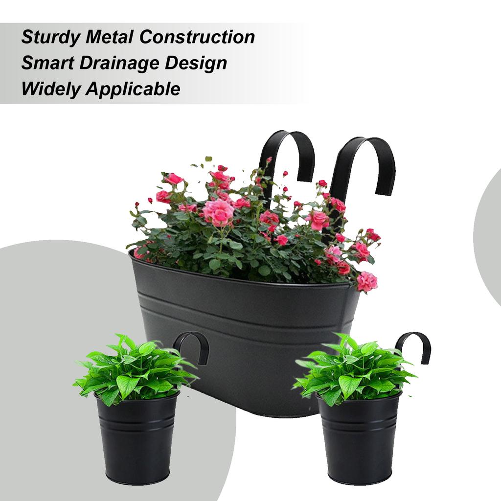 Planter For Railing Fence Planter For Outdoor Metal Hangable Flower Pots For Fence Garden Patio Decorative Houseplant Boxes