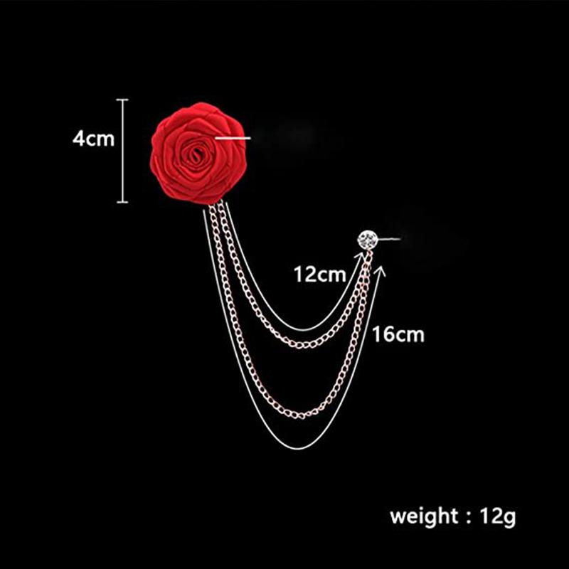 Unisex Rose Flower Tassel Brooch for Weddings.