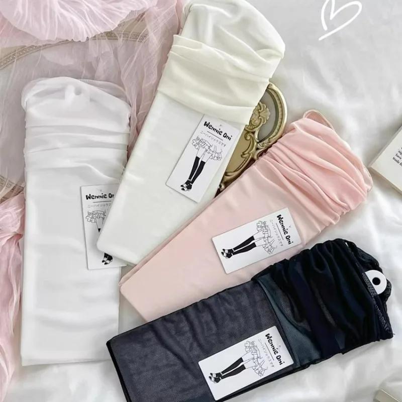 New Women Lolita Socks Y2K Solid Long Loose Socks Female Spring Breathable Lace Casual Sweet Soft Korean Over The Knee Stockings
