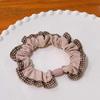 5Pcs Hair Ties High Elasticity Double-Layer Plaid Lace Seaming Hair Ropes Retro French Style Soft Fabric Hair Accessories