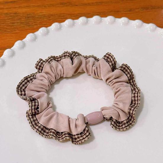 5Pcs Hair Ties High Elasticity Double-Layer Plaid Lace Seaming Hair Ropes Retro French Style Soft Fabric Hair Accessories