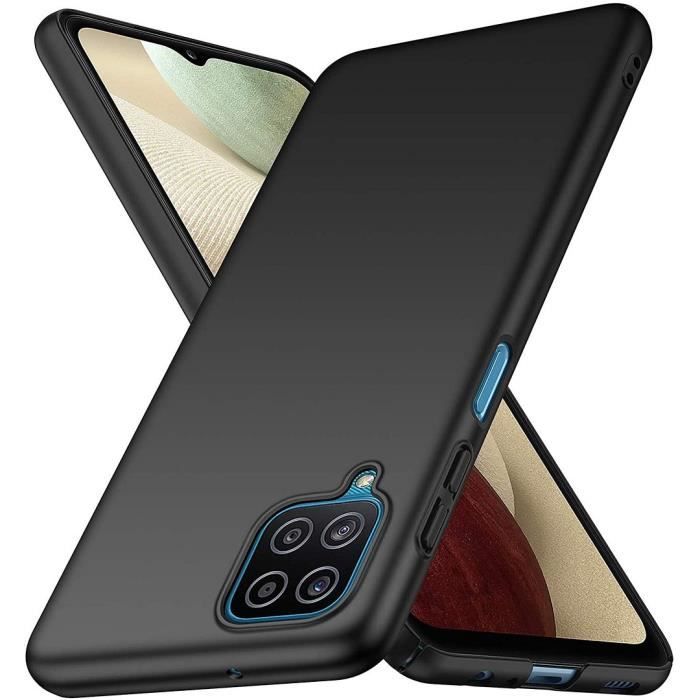 Pack Coque - Samsung - A12 - Silicone Noir - Anti Choc - Verre Trempé