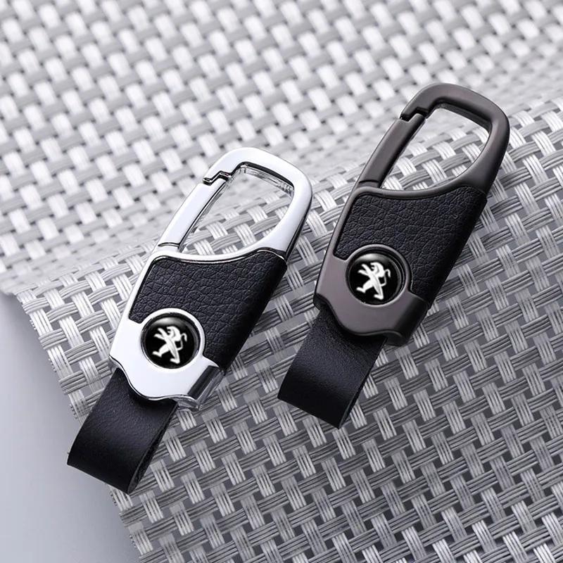 Leather Car Keychian Key Ring Pendant Key Holder for Peugeot 3008 2008 107 o 208 306 308 408 508 207 307 206 406 407 205 4008 5008