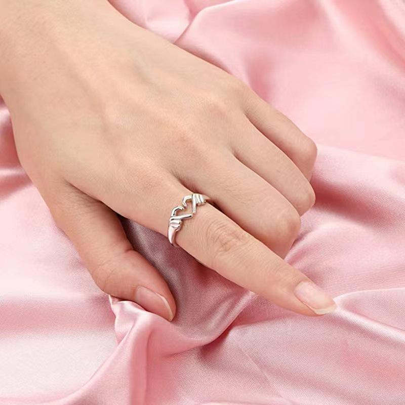 Ring Women Hug Love You Fashionable European and American Heart Shaped Open Ring Ring
