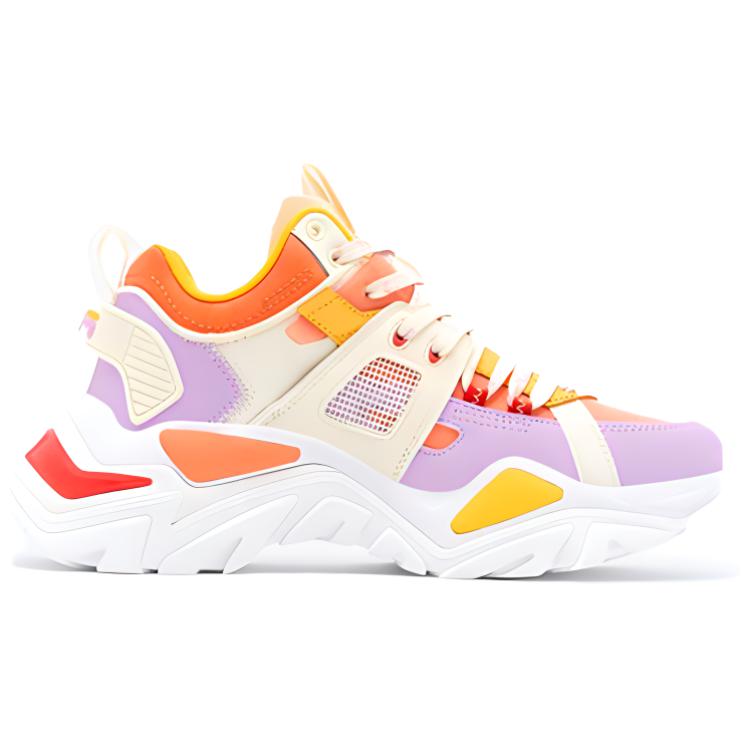 Fila Cage Mid Mixed Synthetic Leather Trendy Sports Mid-Top Dad Shoes Women Sneaker White Orange 5RM01753_827