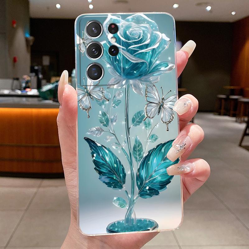 For Samsung S21 Ultra Case Clear Casing Fashion Butterfly Flower Soft TPU Silicone Cover For Samsung Galaxy S20 Ultra Phone Case