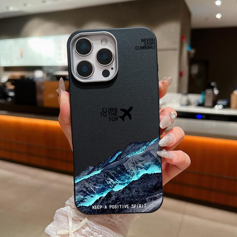 

Тонкий противоударный чехол с принтом «Самолет и горы» для iPhone 16, 15, Pro, Max, 14, Pro, 13, 12, 11, кожаная текстура, мягкий матовый чехол для телефона из ТПУ iPhone 13 Pro чёрный