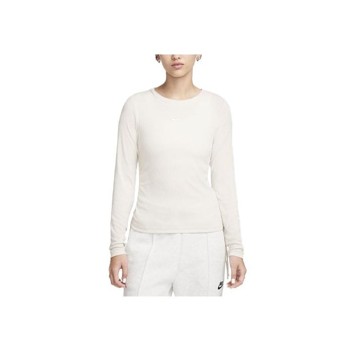 

Nike Solid Color Logo Round Neck Pullover Long Sleeve T-Shirt Women tops White FB8718-104 M