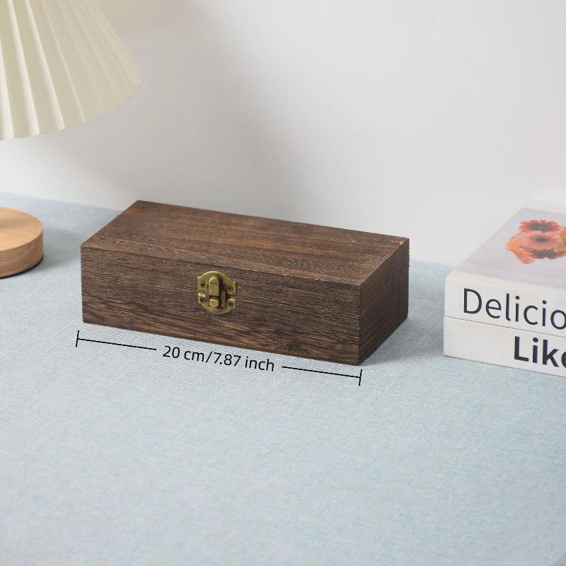 Antique Look Wooden Jewelry Box Rectangular Organizer for Vintage Rings Necklaces Gift Use