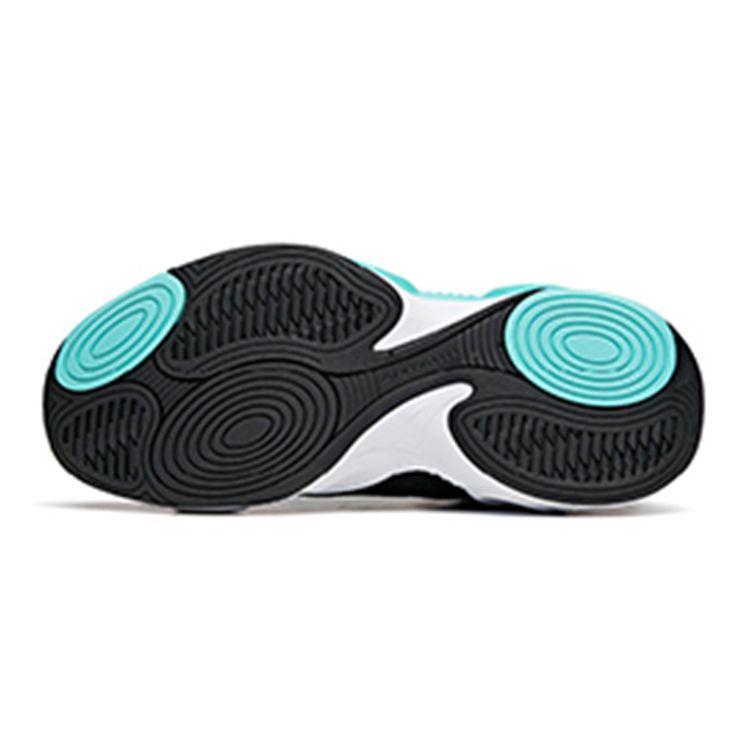 Anta Kids Asymmetrical Fabric Shock Absorbing Non-Slip Durable Breathable Mid-Top Basketball Shoes Kids Basketball Shoes Black Green A312131101-1