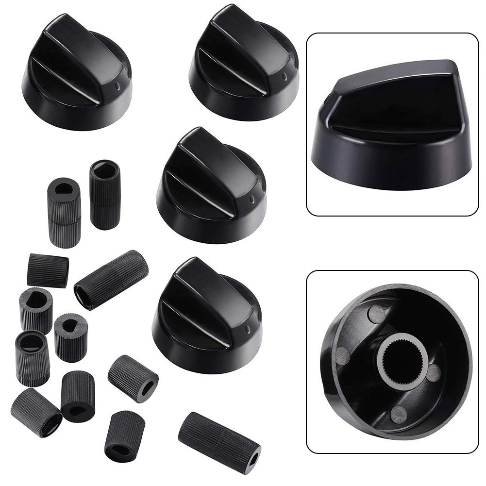 Replacement Control Knobs Set Including 4 Knobs and 12 Adapters for Stoves Ranges Ovens and Outdoor Appliances