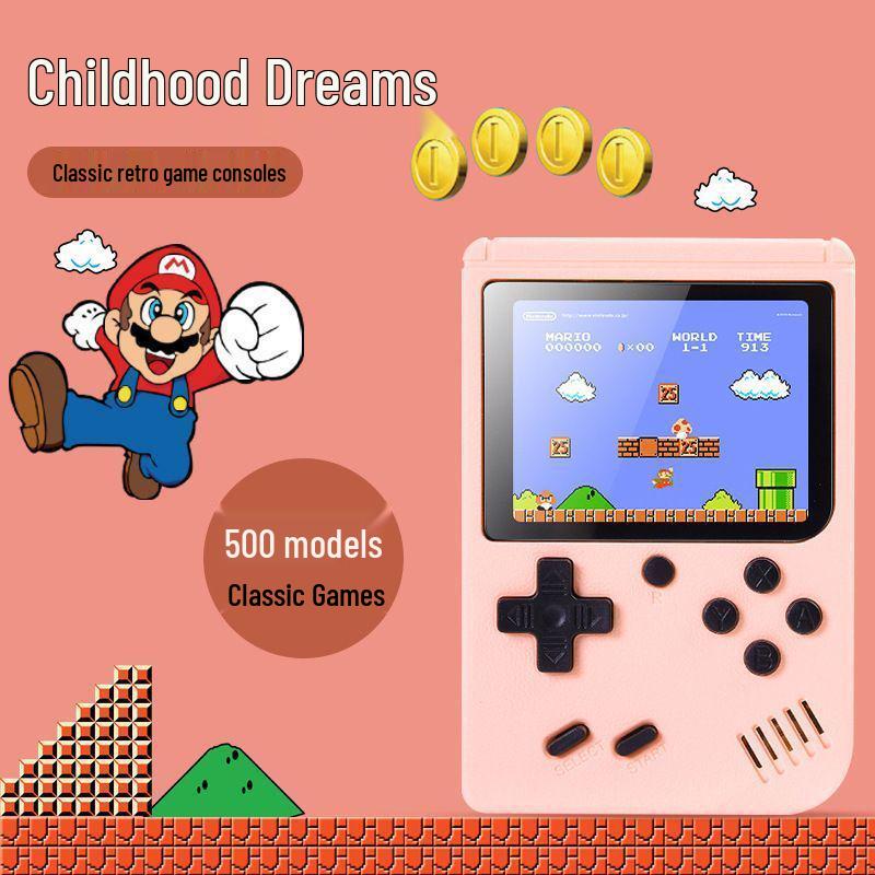 Macaron Handheld Game Console for Kids: 800 Classic Games, Single/Double Player, Accessories Included, Free Shipping