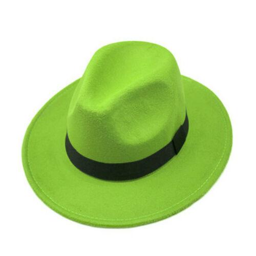 Women Winter Yellow Classic Elastic Fedora Hat Unisex Felt Jazz Hats Elegant Men Women Wide Brim Panama Trilby Cap
