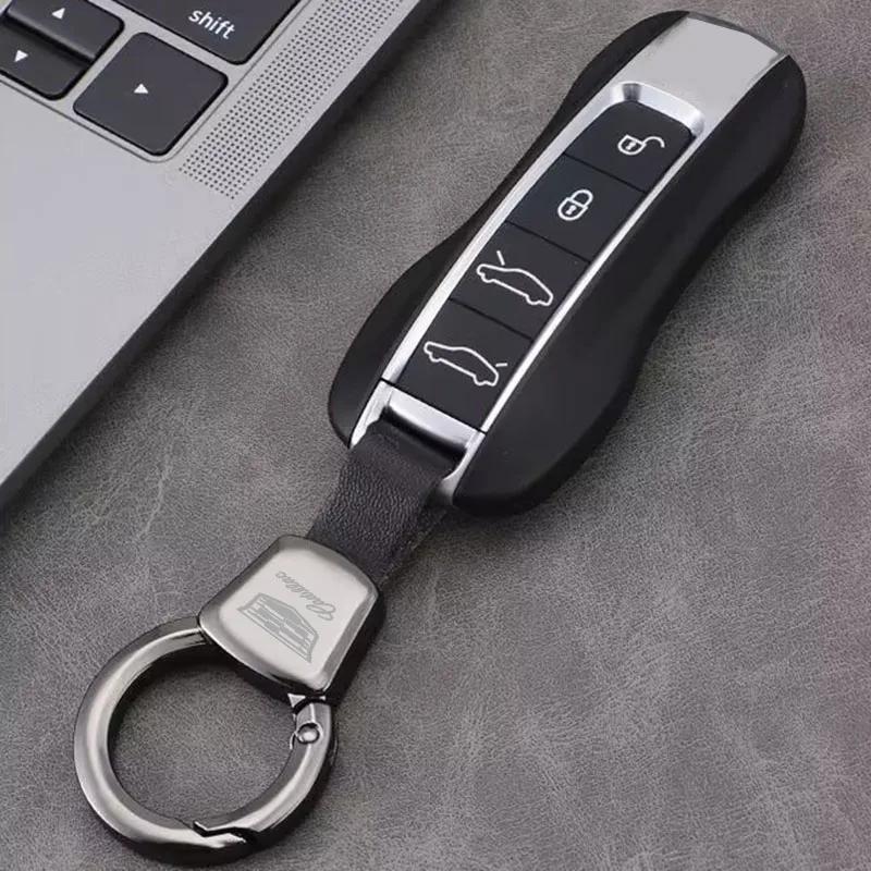For Cadillac Logo ATS BLS CT4 CT5 CTS ESCALADE SLS SRX XT5 XT6 XTS Luxury Keychain Car Key Holder Leather Alloy Rings Pendant
