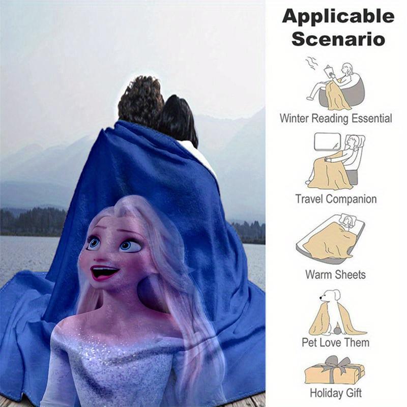 1pc, Elsa Frozen Princess Blanket Soft & Cozy Throw for Home Decor, Couch Cover, Outdoor Use, Travel, Camping, Car, Beach, Office Nap