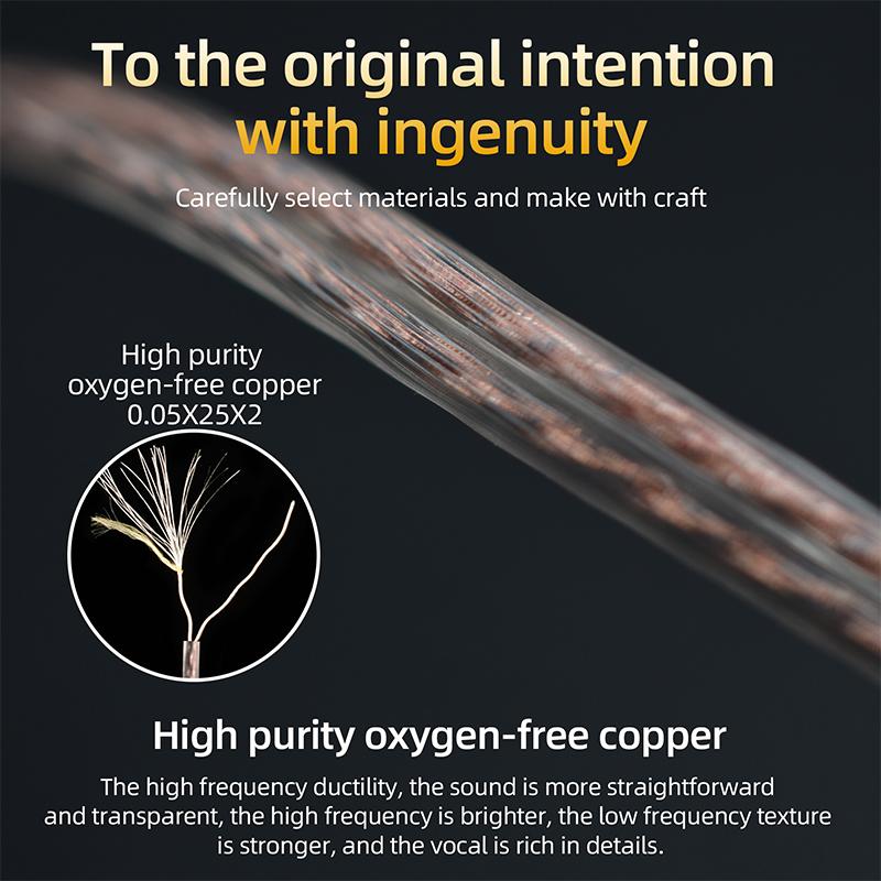 KZ Cable High Purity Oxygen-free Copper Flat Upgrade Cable Earphones Cable Wire with Mic For KZ EDX PRO ZES ZEX PRO ZSX DQ6S