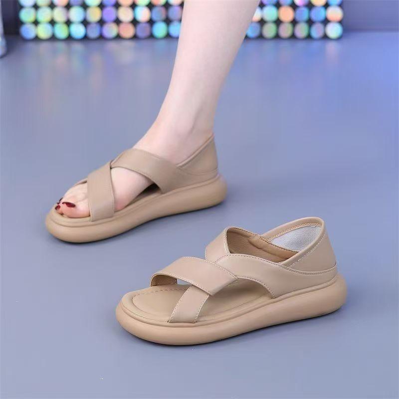 Soft Leather Bag and Sandals Women's Summer Wear 2025 New Fashion Versatile Two-wear Slippers Flat-soled Soft-soled Beach Shoes
