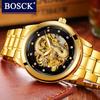 Orologio meccanico automatico BOSCK, cinturino in acciaio inossidabile, orologio impermeabile da uomo