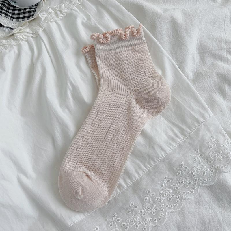 Spring Summer Cotton Ruffle Ankle Socks Lolita Girls Cute Kawaii Stockings Breathable Thin Loose Middle Tube Socks Japanese Sox